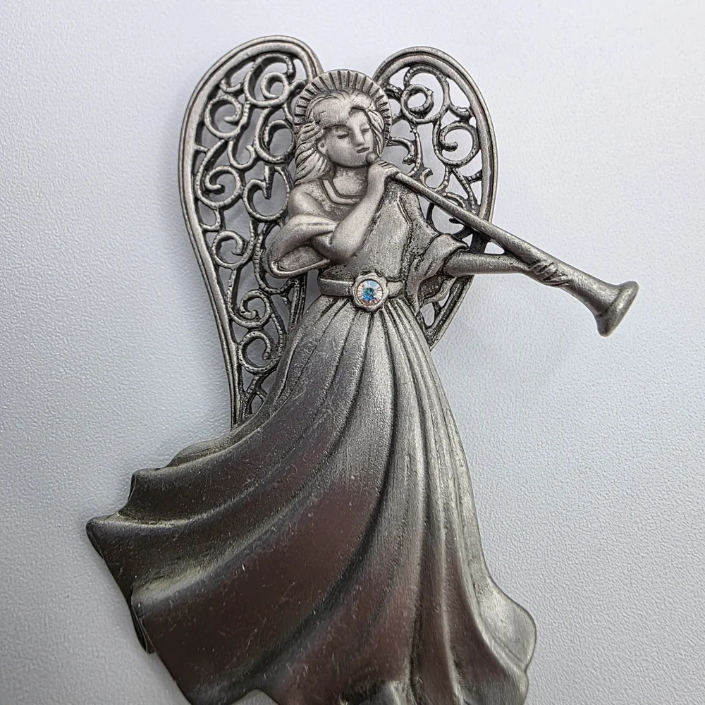 J.J. Jonette Graceful Angelic Pewter Brooch